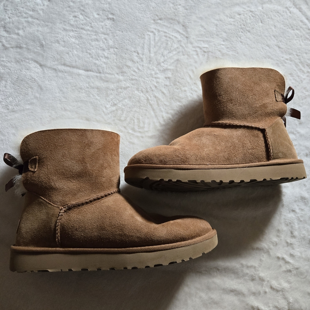 UGG Tan Suede Boots with Bow